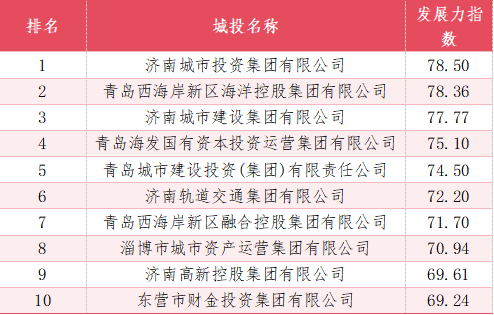 山东市县城投发展力2025半年指数公布