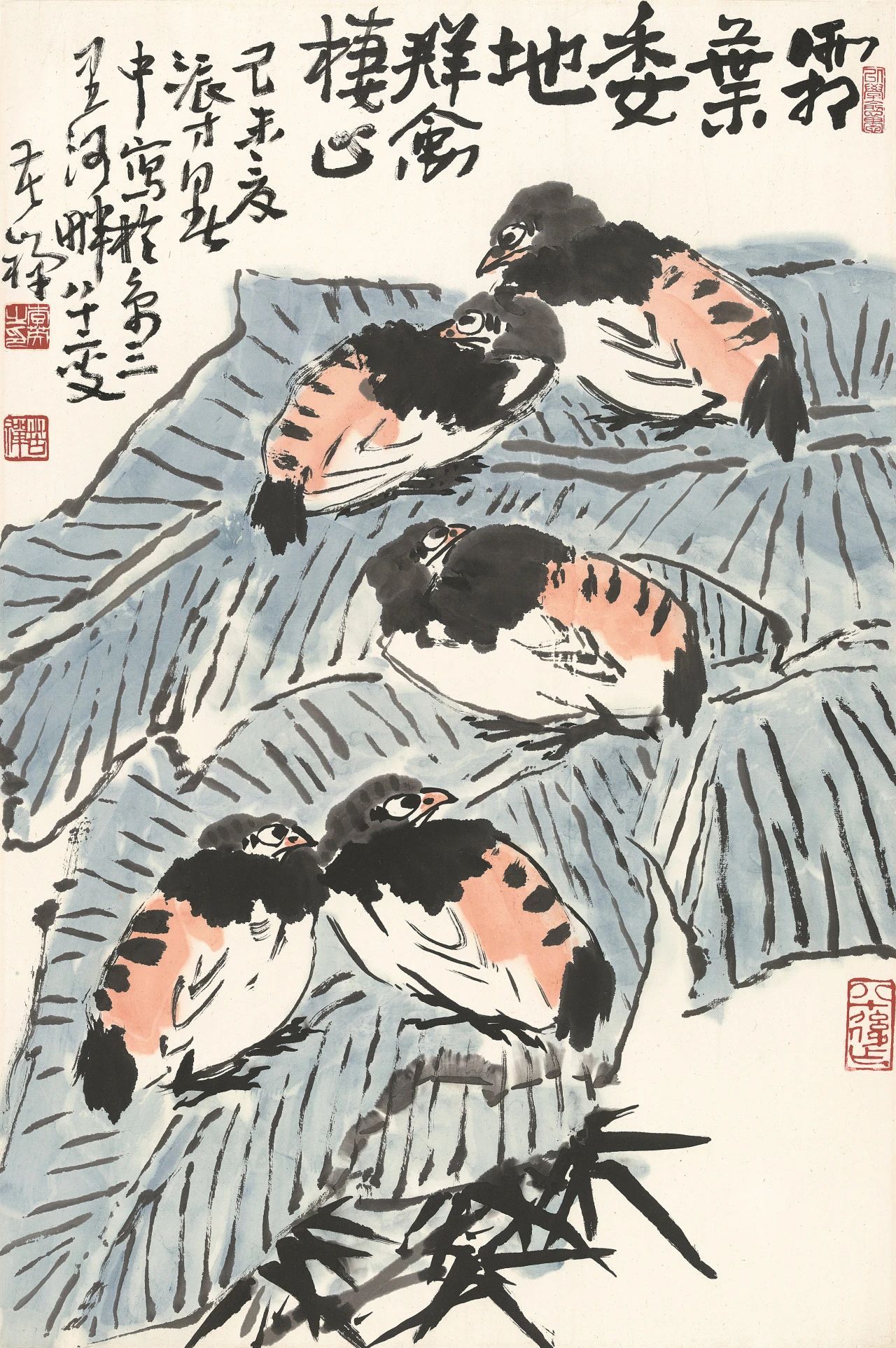 李苦禅的绘画风格雄浑苍劲、大气磅礴，以简洁凝练的笔墨构建独特艺术语言。他深谙以少