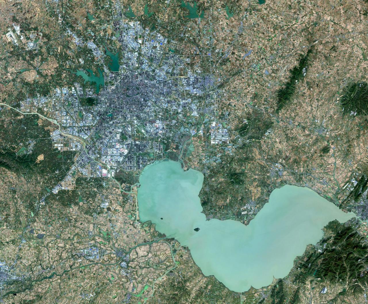 合肥市一巢湖高清卫星图