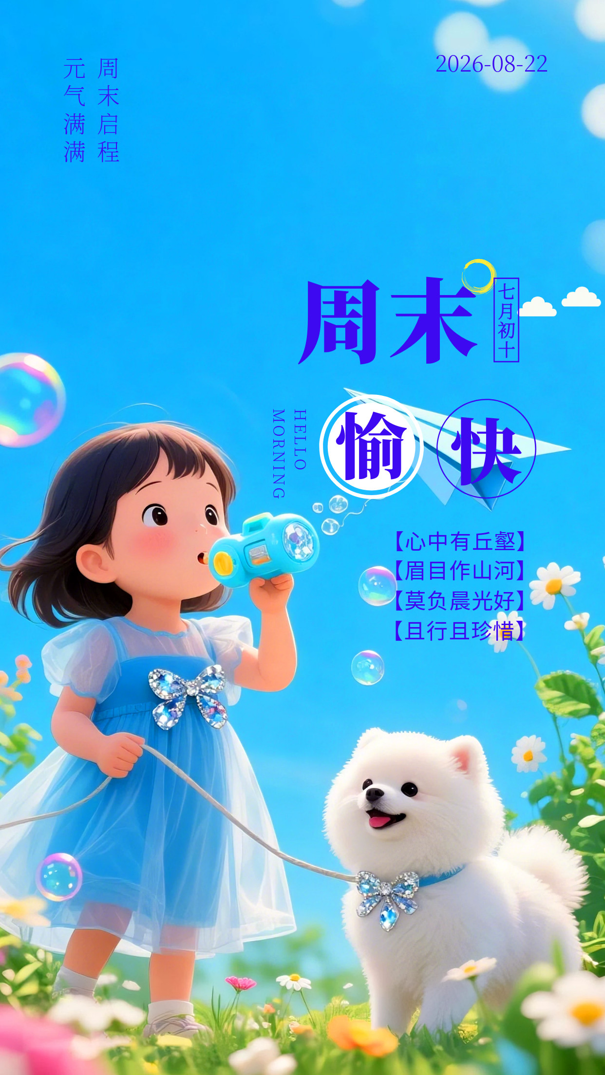 2026.8.22周六早安祝福海报壁纸拿图吱一声噢～