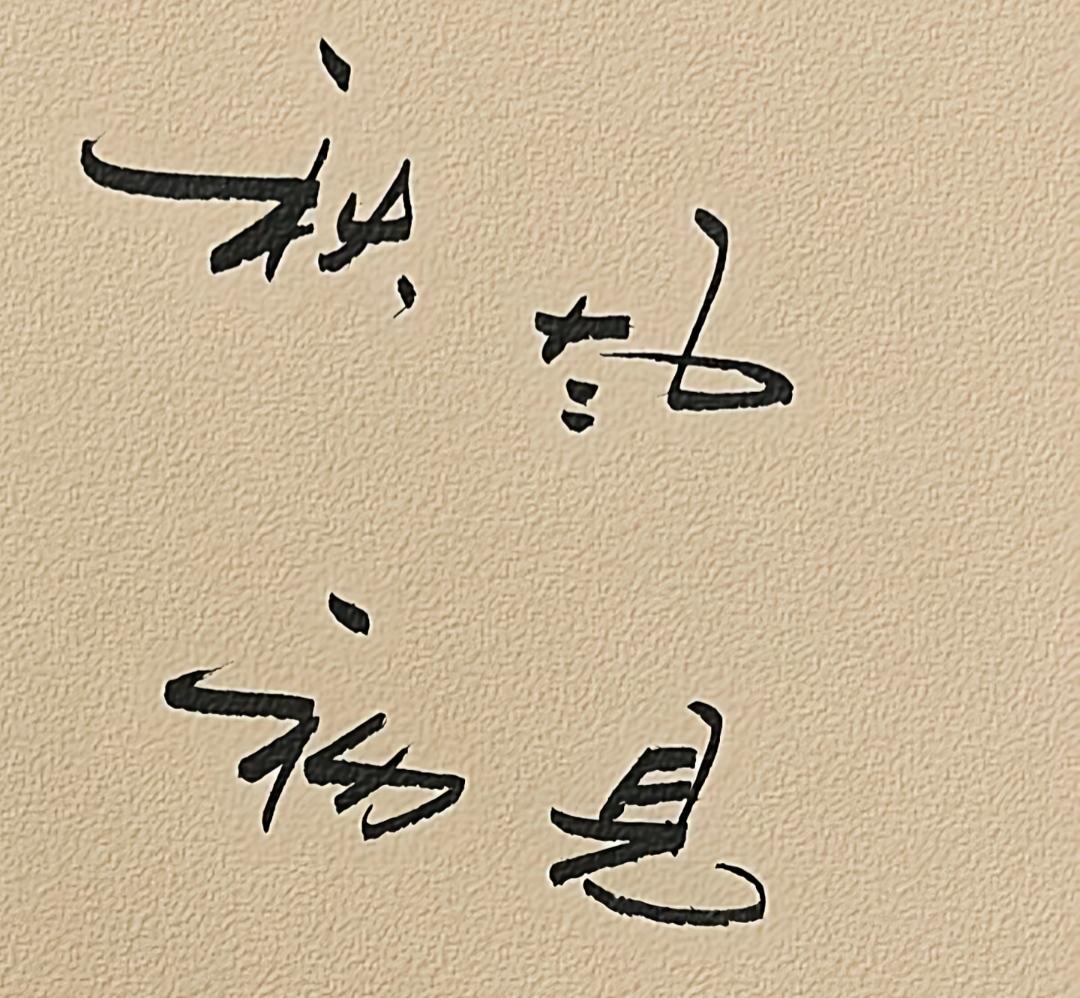 这张图片是毛笔书法作品。这几个字写的太漂亮了，有认识的吗？读出来。书法手写体[