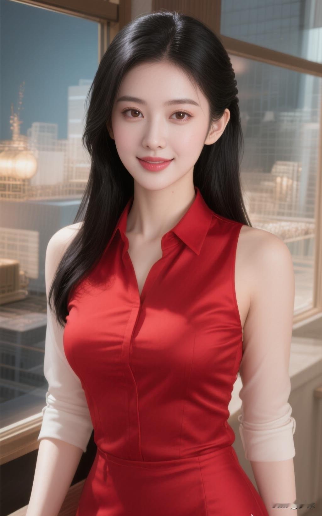 穿红色连衣裙的漂亮小姐姐气质红裙女穿红裙的女生红色衣服少女红色连衣裙女神
