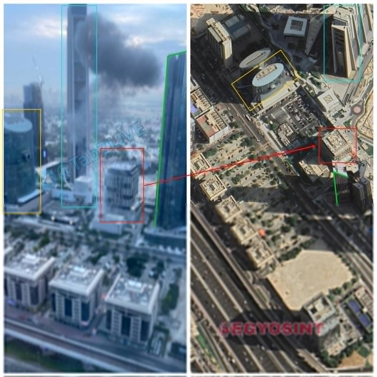 刚才在迪拜国际金融中心遭到袭击的建筑物大致位于北纬25°12'25.52