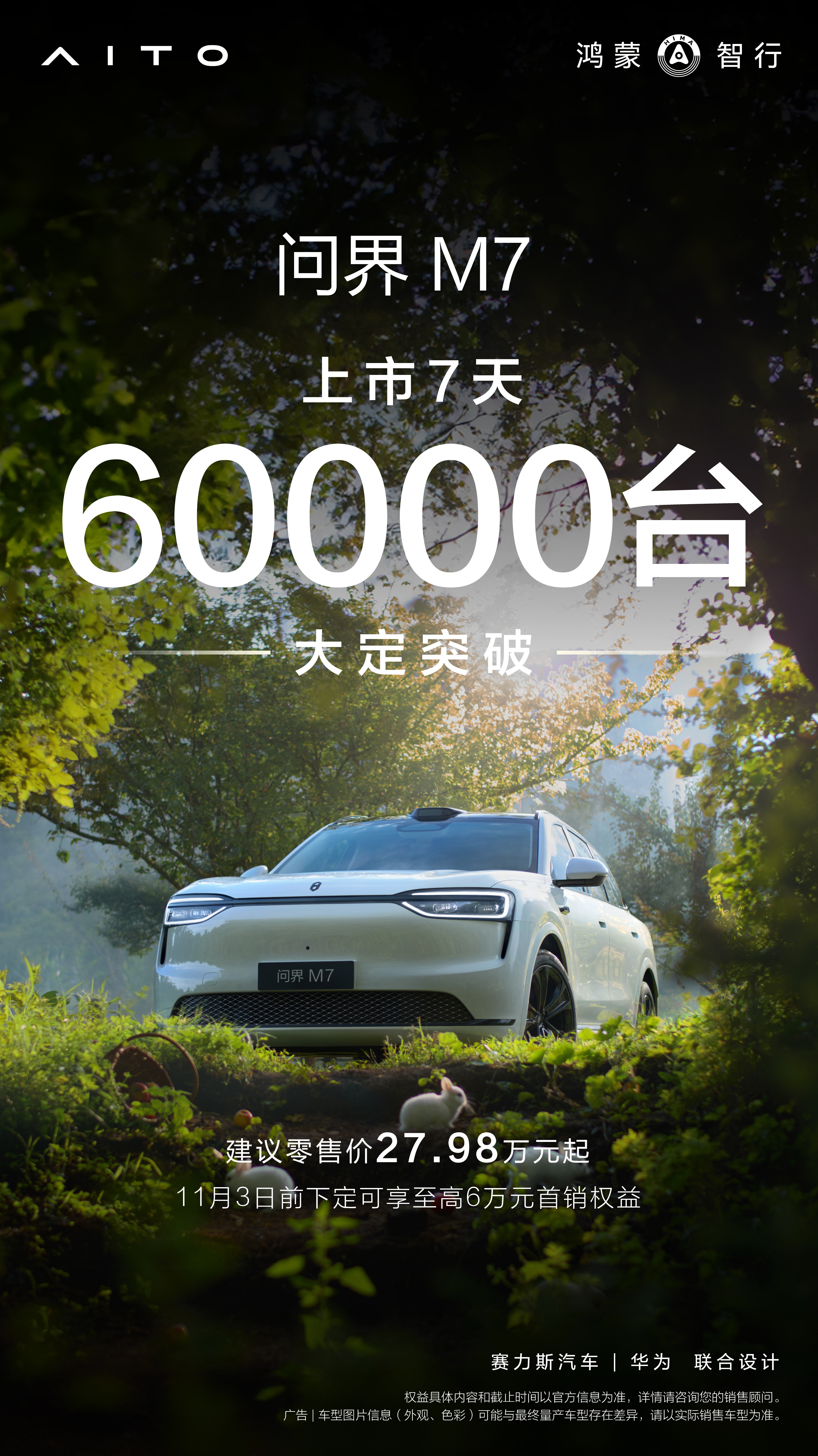 问界M7上市首周大定破6万90后成为全新问界M7购车主力全新问界M7爆单了，首周
