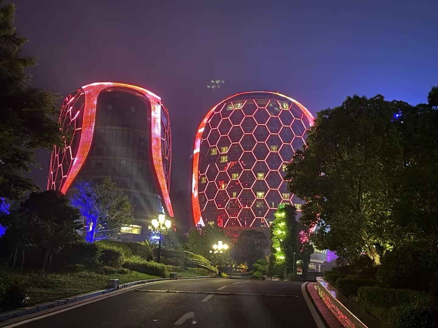 花了30个小目标建成的蜂巢酒店🏨夜晚的外景也很赏心悦目啊🐝🌓🎨​​​
