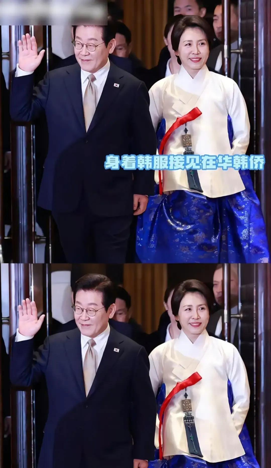 李在明把夫人金惠景一起带来北京，明摆着给中韩合作加人情分。钢琴家出身的金惠