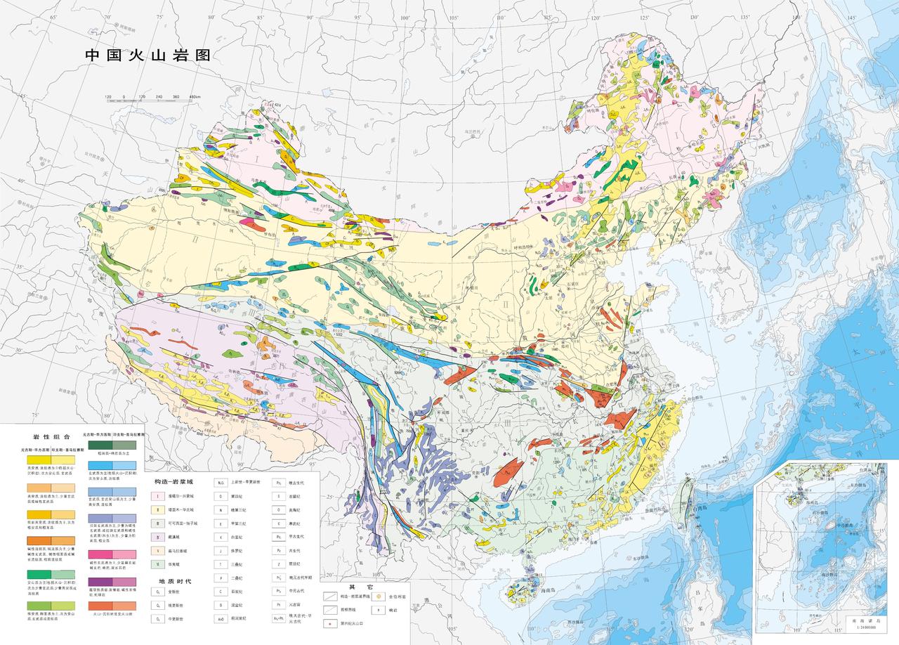 中国火山岩分布地图