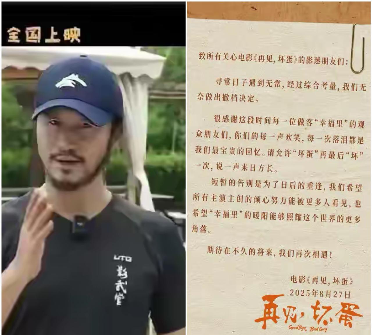 电影《再见，坏蛋》被撤档了，观众为什么不买账，无非是有三个原因。第一，电影题