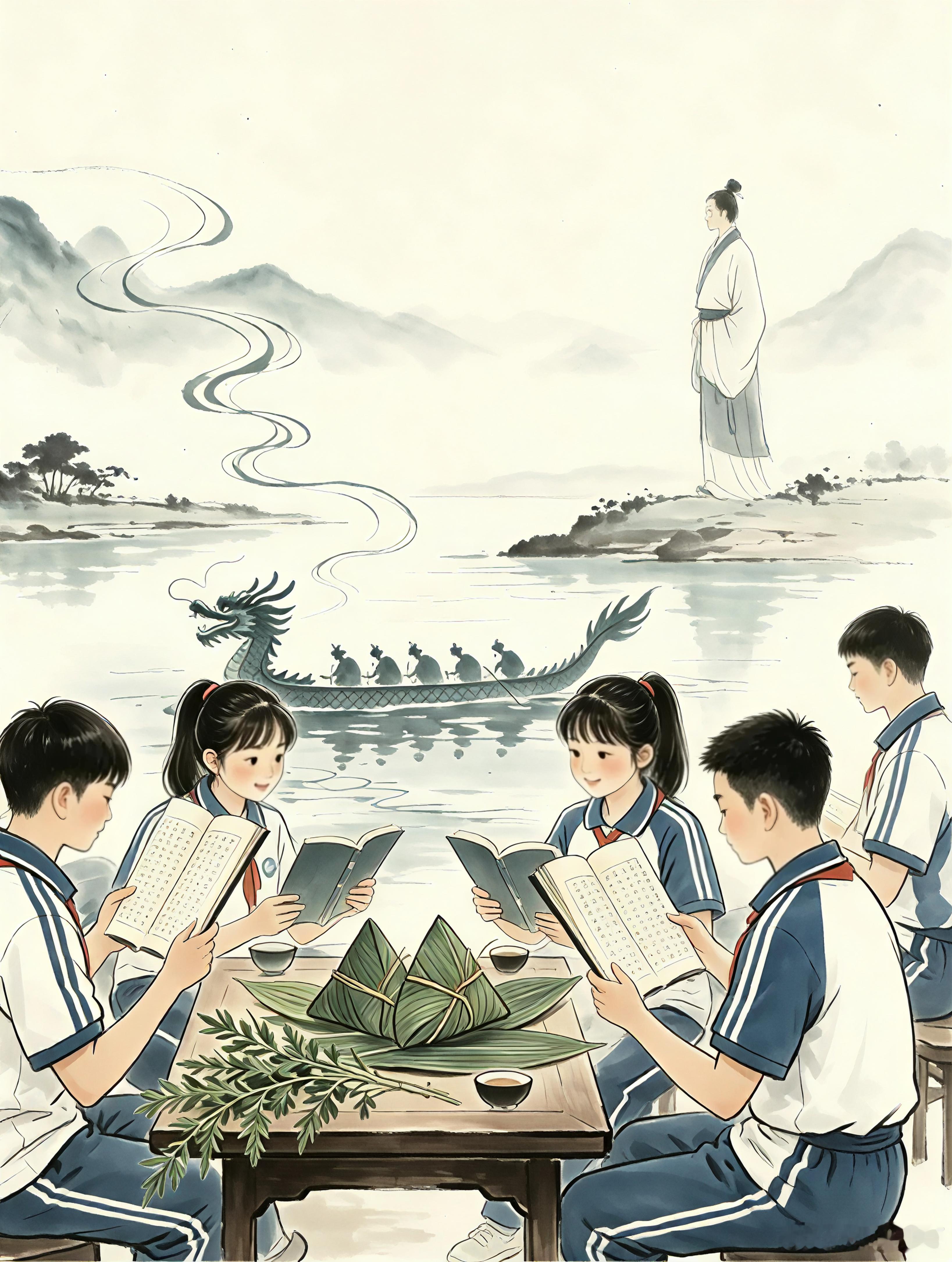 中国诗词大会爱古风诗词《七绝端午偶书》作者：维翰(十岁)平水韵自古忠良楚地高，