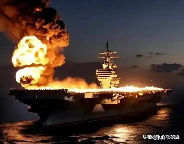 伊朗的海军已经被美国给团灭了，当然伊朗也没闲着，向美国的林肯号航母发射了4枚高超