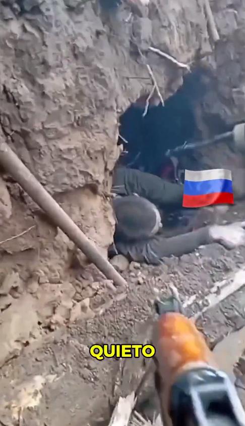 视频中一名巴西志愿者（可能是国际军团成员）用葡萄牙语命令一名从战壕中出来的俄罗斯