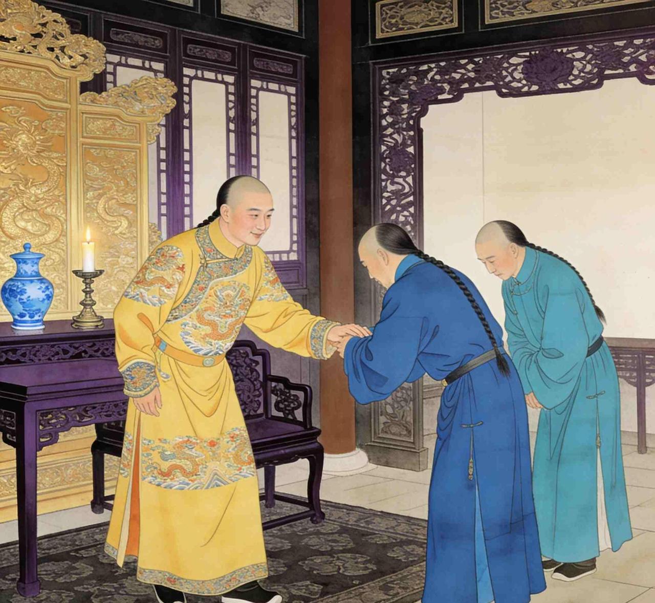 雍正死了以后，乾隆下令，释放自己十叔和十四叔，不再囚禁二人。老十四胤禵走出囚所，