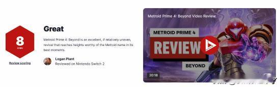 《银河战士Prime4：超越》媒体评测解禁，IGN打出8分的评价。测评者认为《