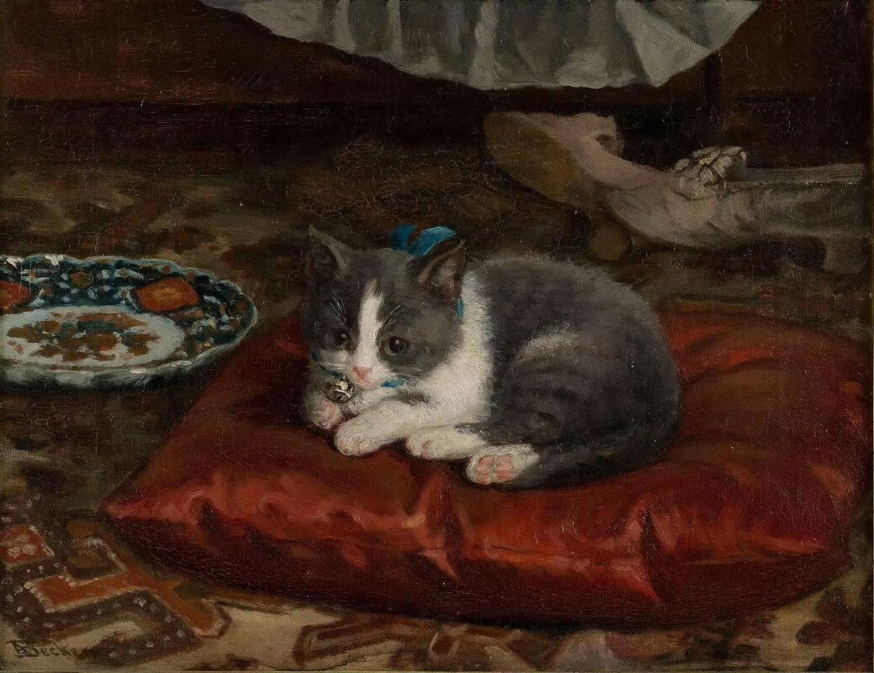 枕头上的小猫AdolfvonBecker