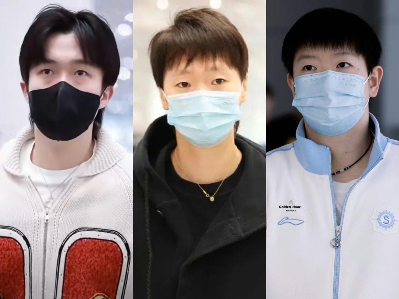 王楚钦，孙颖莎，王曼昱随队出发亚锦赛。网友们纷纷提醒“健康第一，注意身体”。