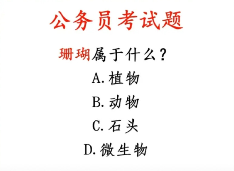  被公考真题整懵了！珊瑚属于啥？答案颠覆认知，你敢信？
