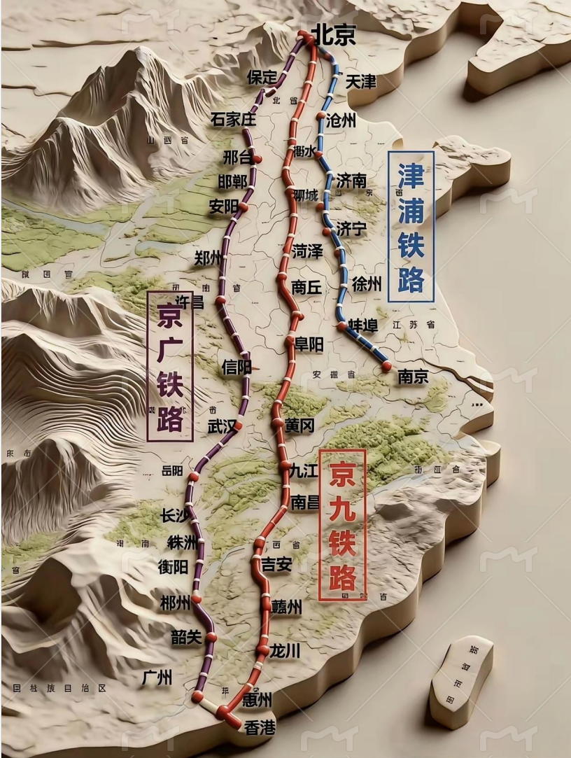 其实京九铁路的直线距离比京广铁路还要短！