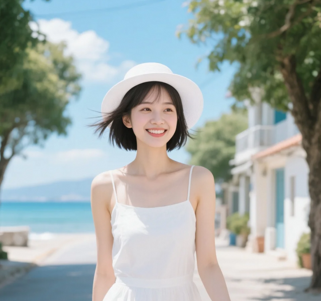 那一袭碎花裙，在海边美得恰到好处