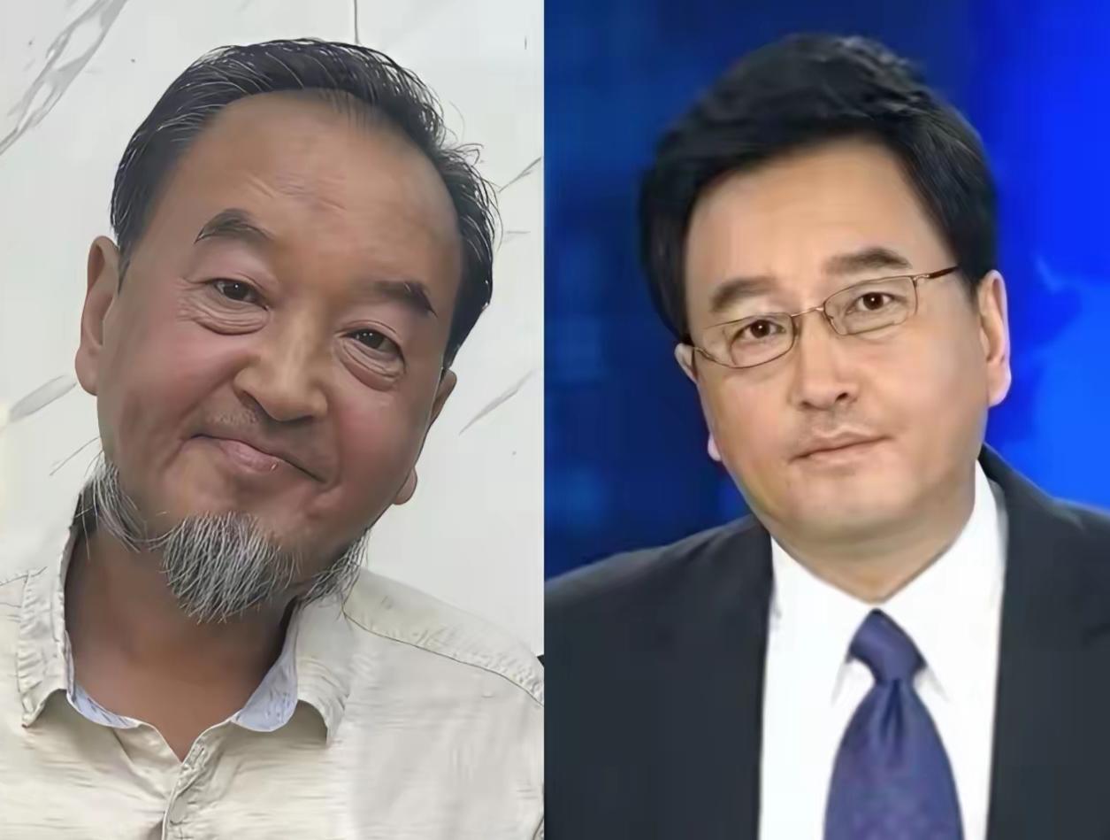 艾玛！这是同一个人吗？真的不敢相信。当年西装笔挺、戴着眼镜，端坐在央视演播