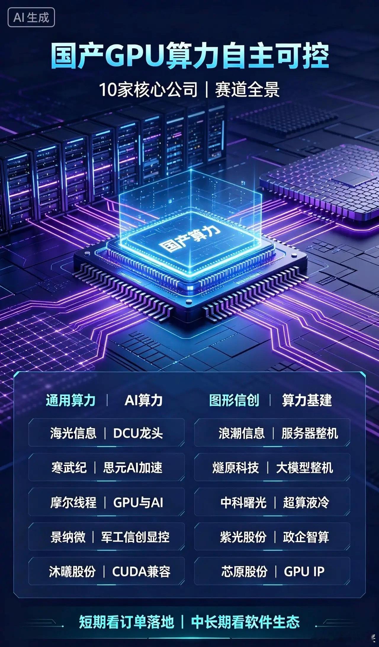 国产GPU概念股10家核心公司算力自主可控加速，国产GPU/DCU替代海外芯片；