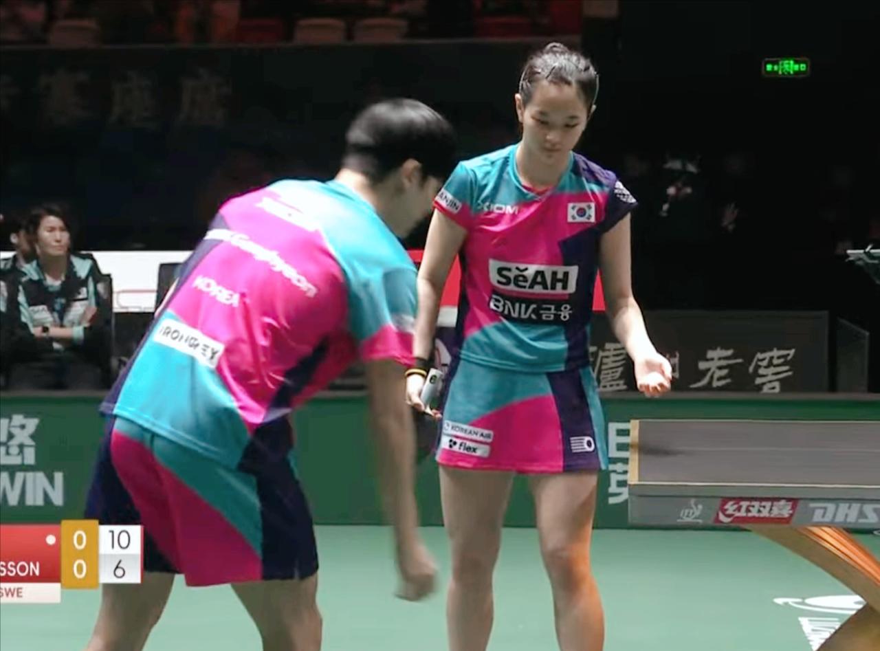 我真没想到，韩国混双会让金娜英配朴康贤打，韩国混双一直是申裕斌和林钟勋，但是