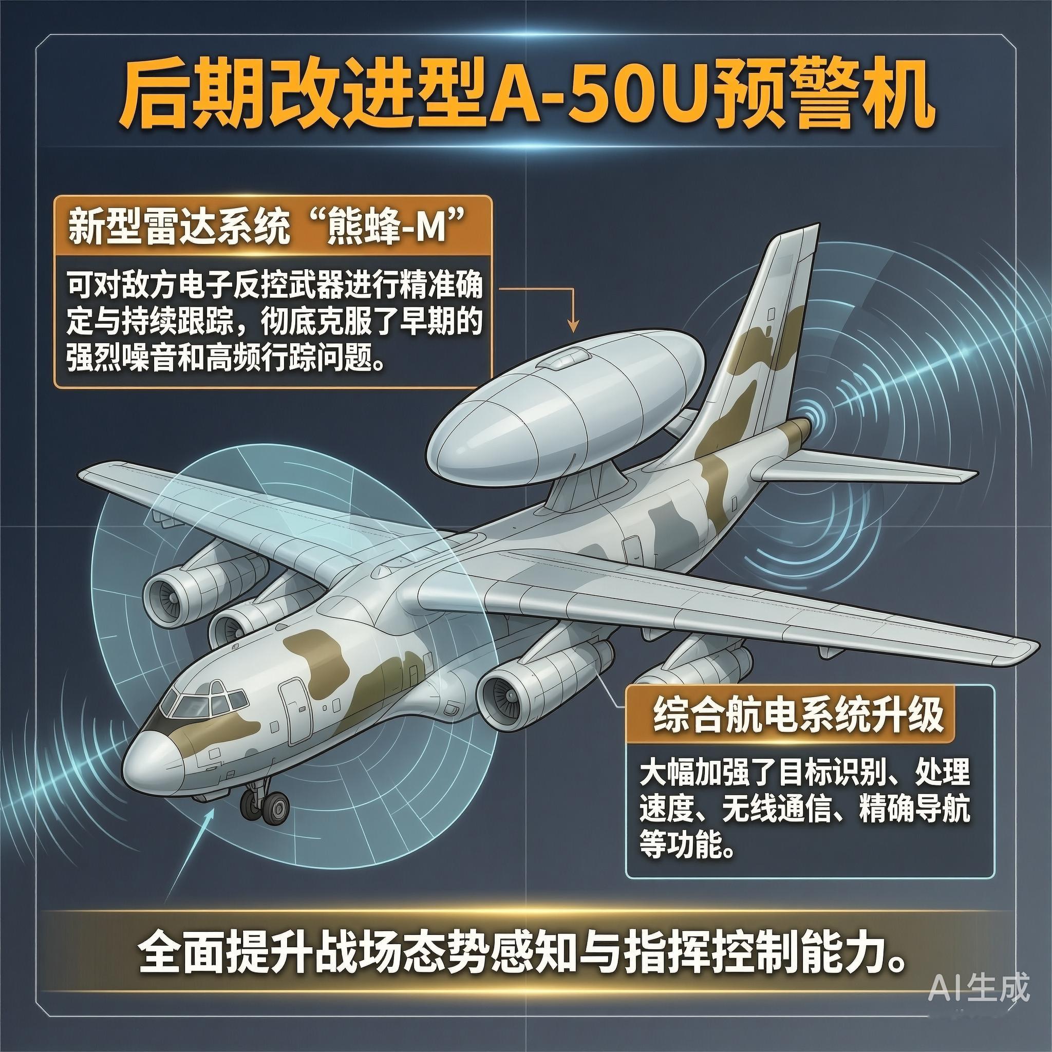 军事ai新视野俄罗斯A-50“支柱”预警机A-50是以IL-76喷气式运输机为