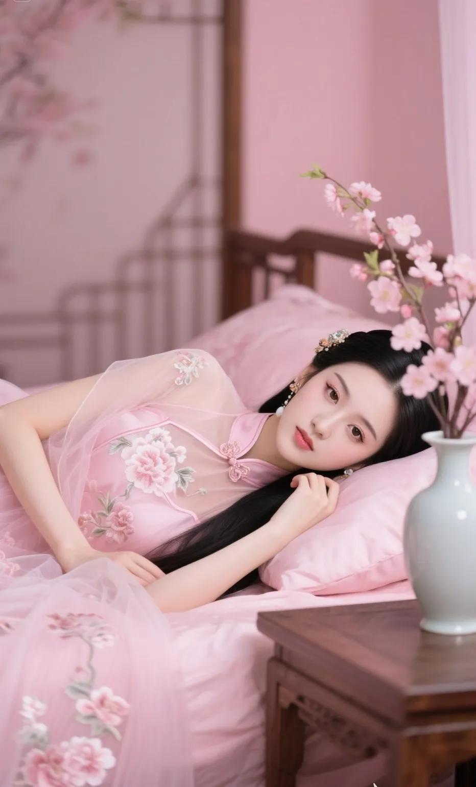 花间美人卧，梦回古时香国风古代美人素衣轻舞倚楼台月下汉服美人独酌醉芳菲独