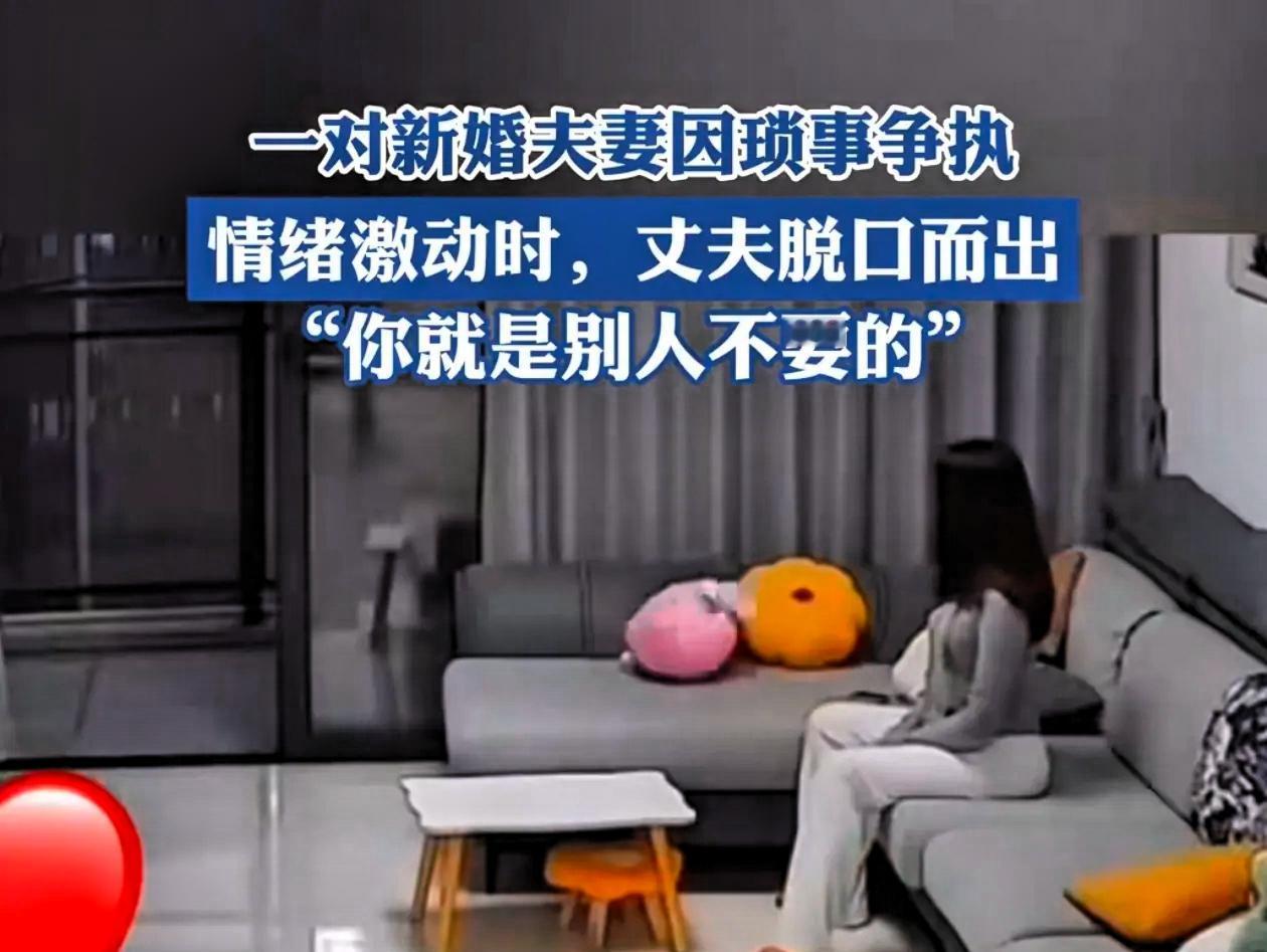 一对新婚夫妻吵架，情绪激动时，丈夫脱口而出：“你就是别人不要的！”妻子听后，瞬间