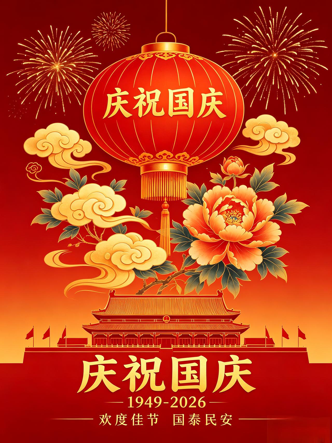 七律·国庆🇨🇳万里山河焕锦章，神州华诞溢馨香。红旗漫卷风云阔，大地