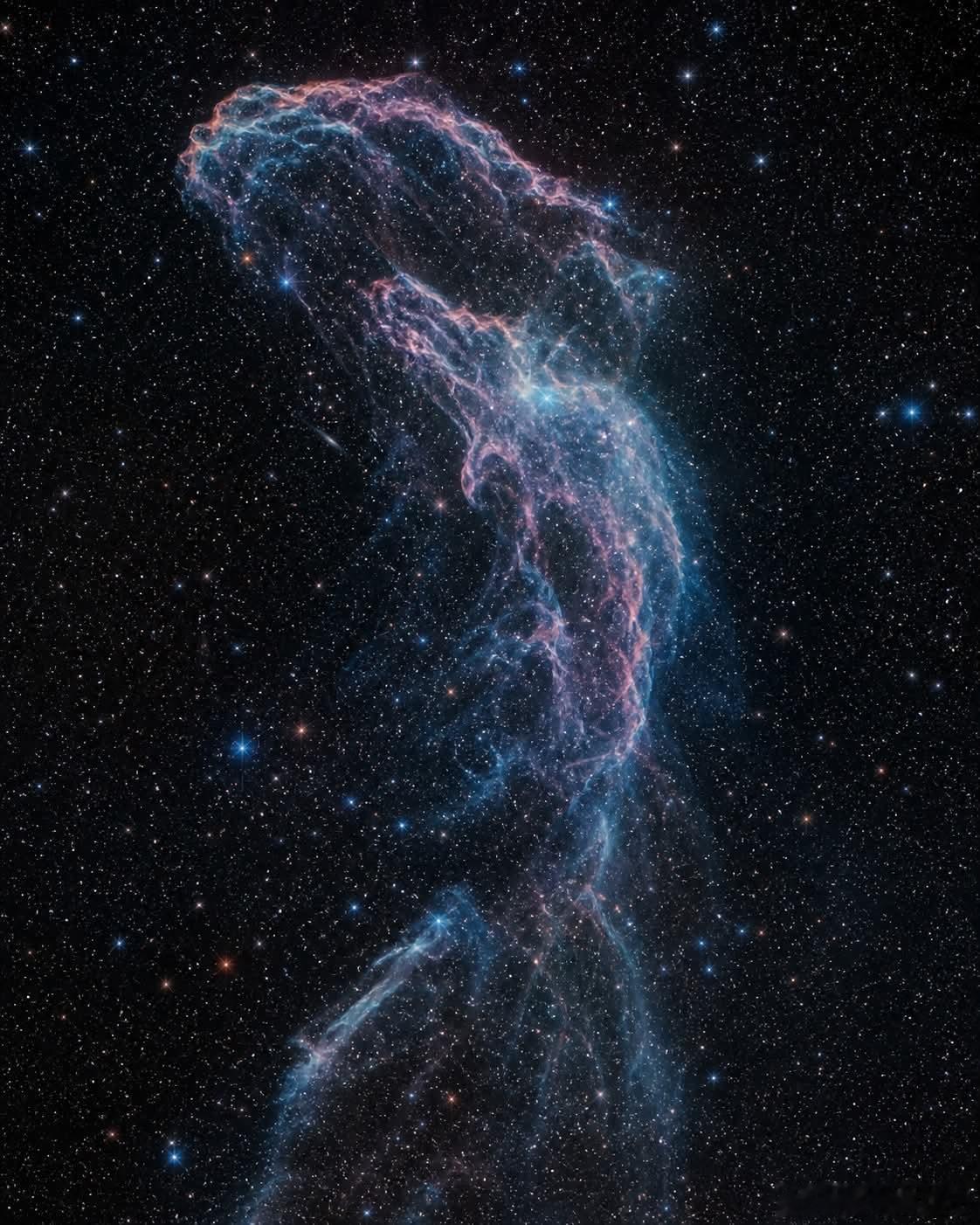 美人鱼星云（ESO217-25）：恒星死亡的幽灵回声在太空的黑暗中悄无声息地