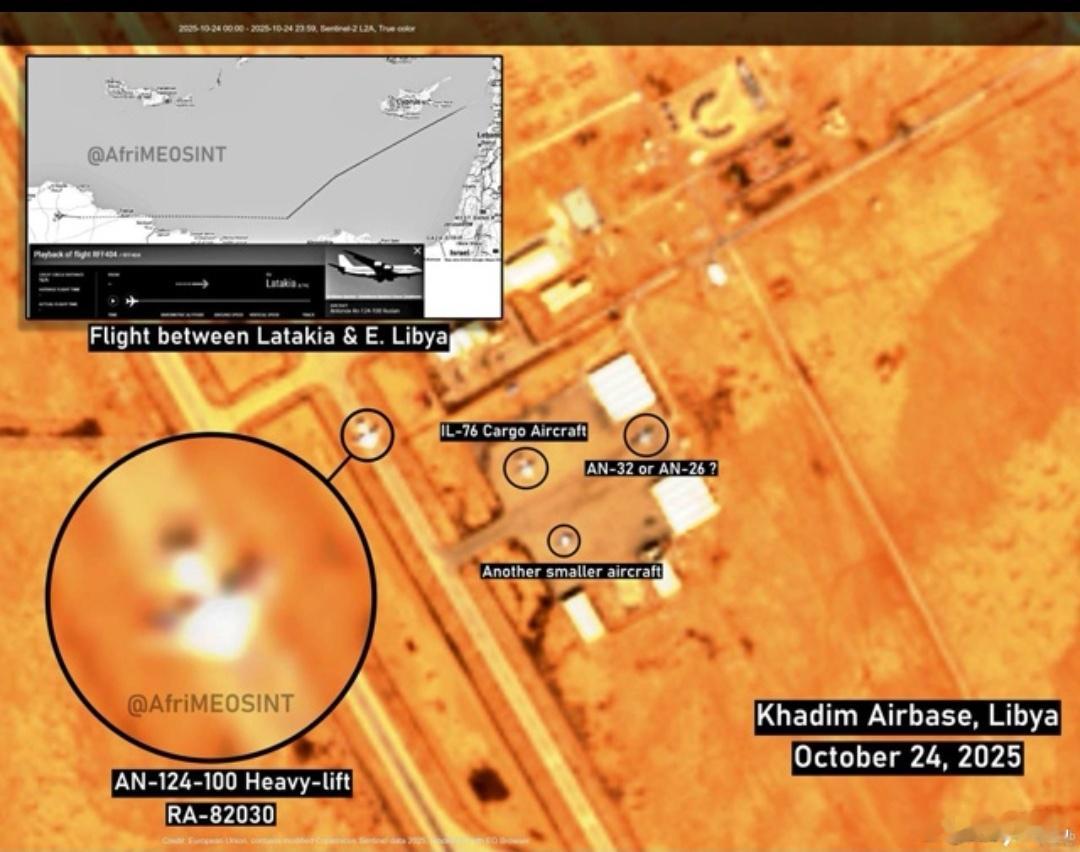 本周，在利比亚🇱🇾东部哈迪姆空军注意到俄罗斯空天军军用运输航空的活动激增。俄