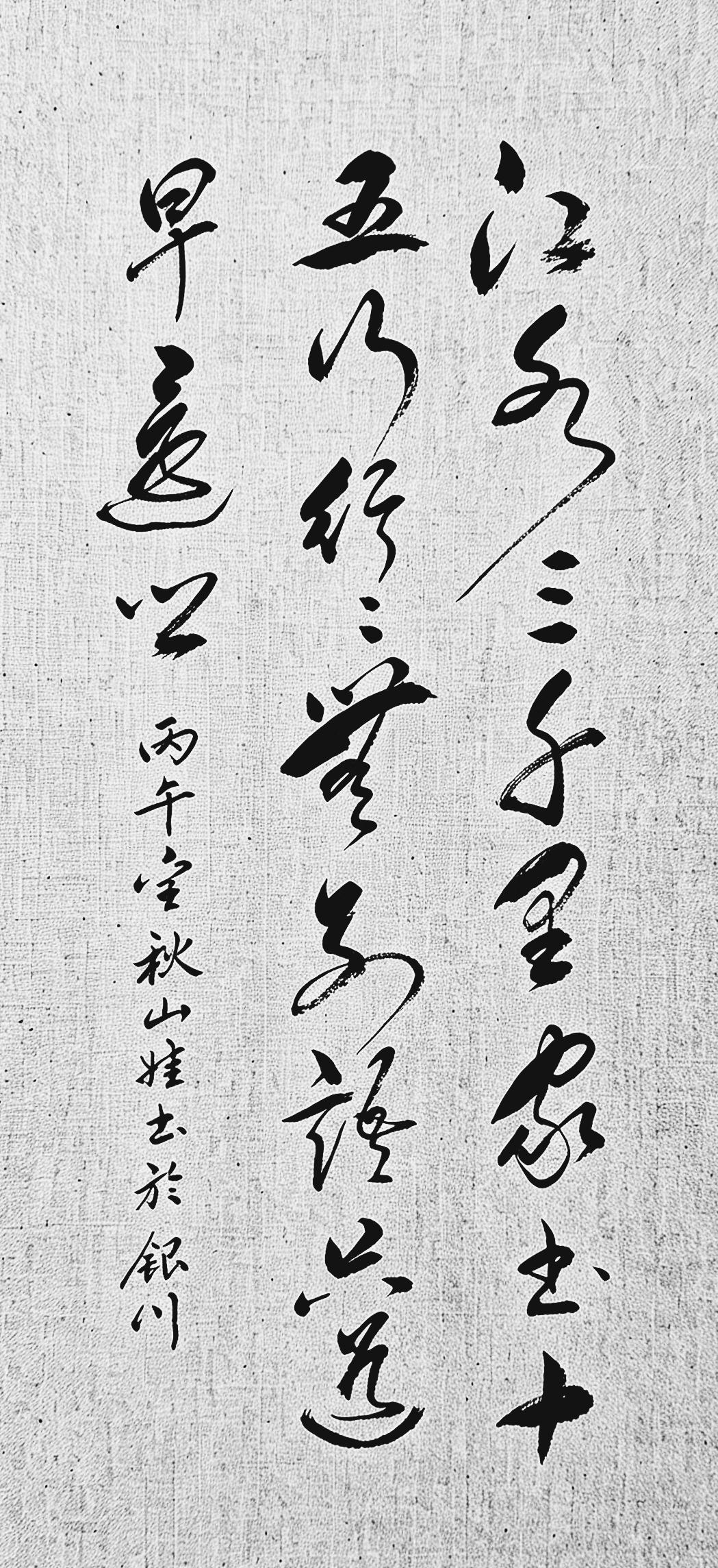 一纸草书，寥寥数语，不见山河壮阔的渲染，没有浓墨重彩的修饰。简简单单二十个字，藏