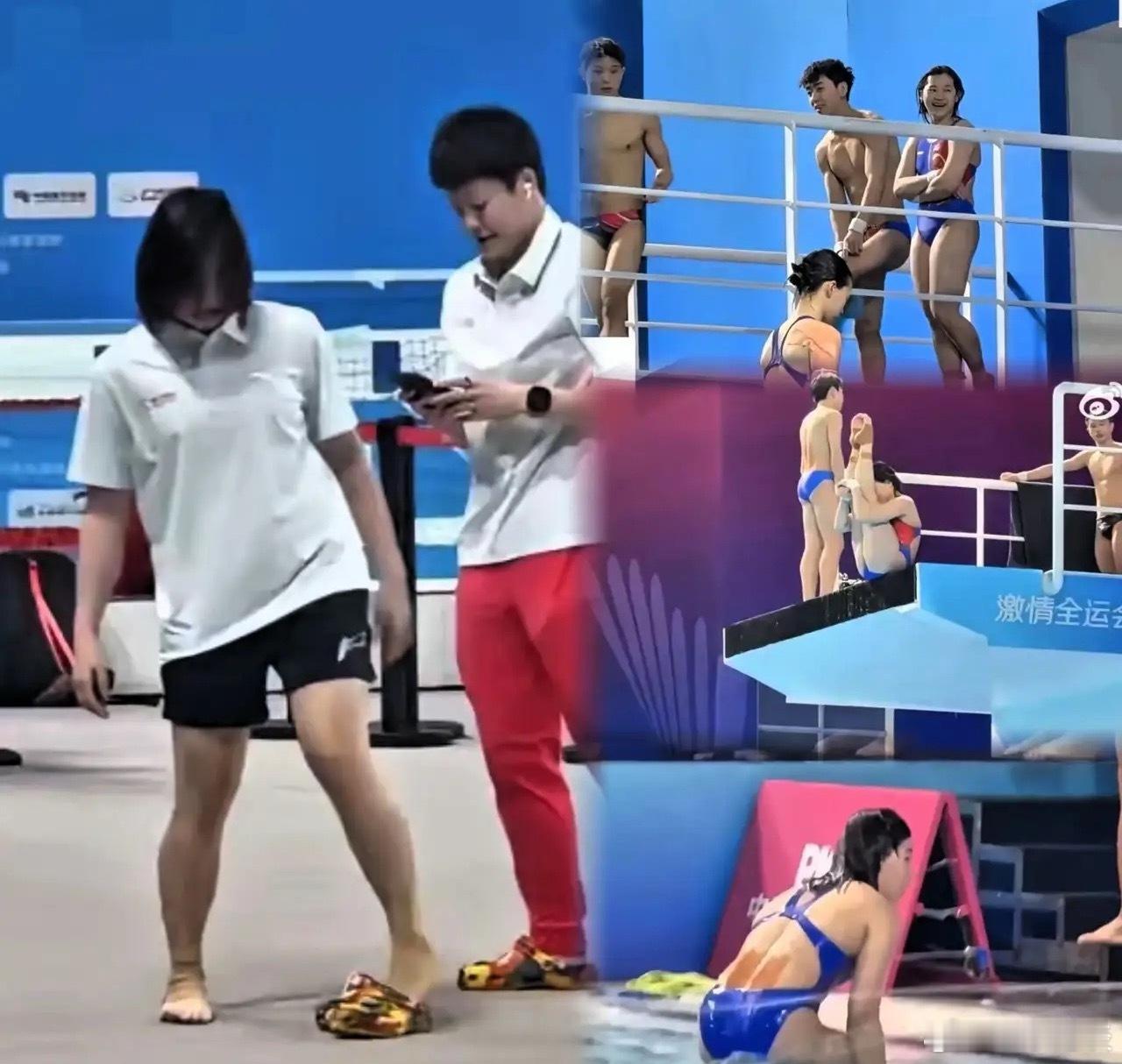 全红婵最新训练照片来了！真是看得我心疼～她身上贴满了胶布，手上、腰上都是，脚上缠