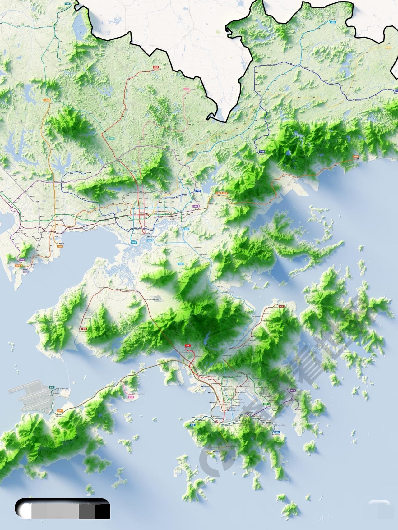 香港和深圳地铁：难怪龙岗看着不像深圳。地理单元跟大部分深圳是隔离的[笑着哭]