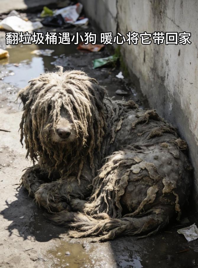意外捡宝！垃圾堆里救下拖把流浪狗，到家才发现它身怀六甲下班路上偶遇一团脏兮