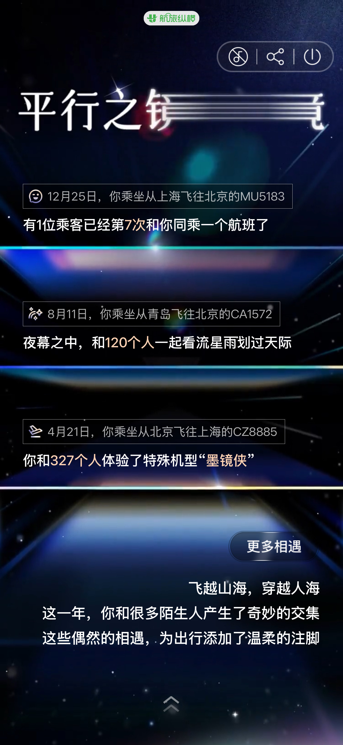 航旅纵横显示，有一个乘客和我一起飞了七次