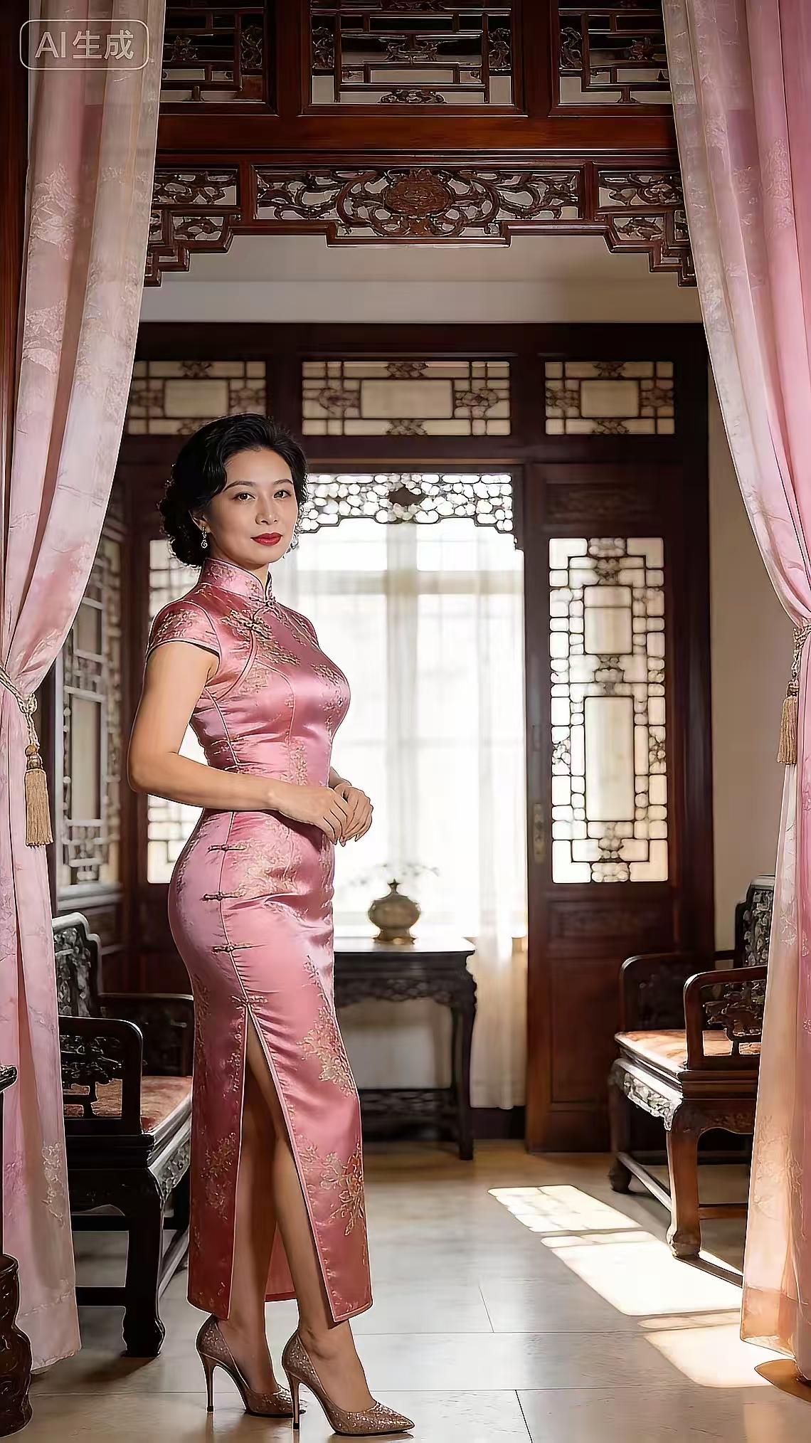 塞鸿秋·粉韵旗袍柔绡粉缎雕窗凑，流年静影光阴瘦。旗袍暗蕴东方秀，盘扣刺绣