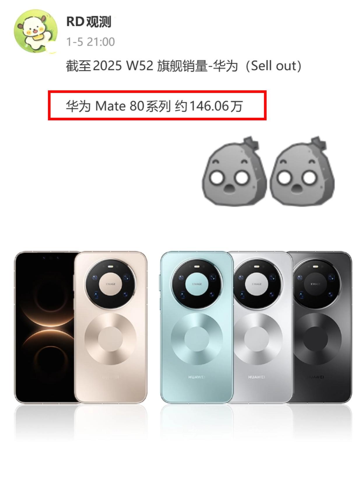 网上一堆吐槽华为的，一看销量人麻了......华为Mate80系列开售一个多