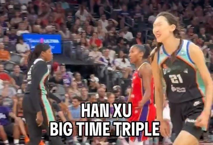 中国女篮韩旭真是太“猖狂”了，她简直杀疯了！在今天纽约自由人客场挑战菲尼克斯水星