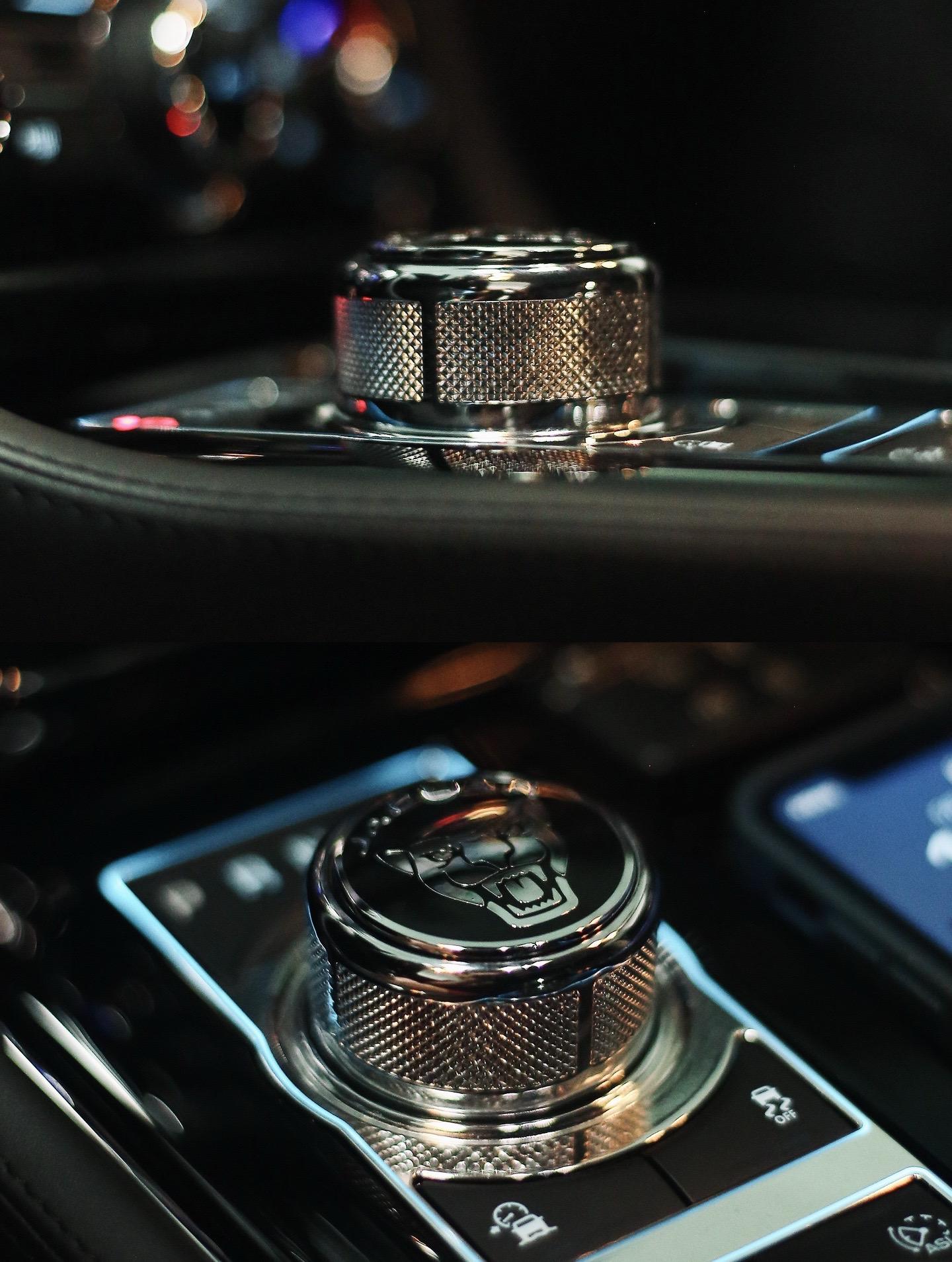 高清特写：捷豹D级豪华轿车高级感内饰。 车型为：2019-XJ50-3.0AWD