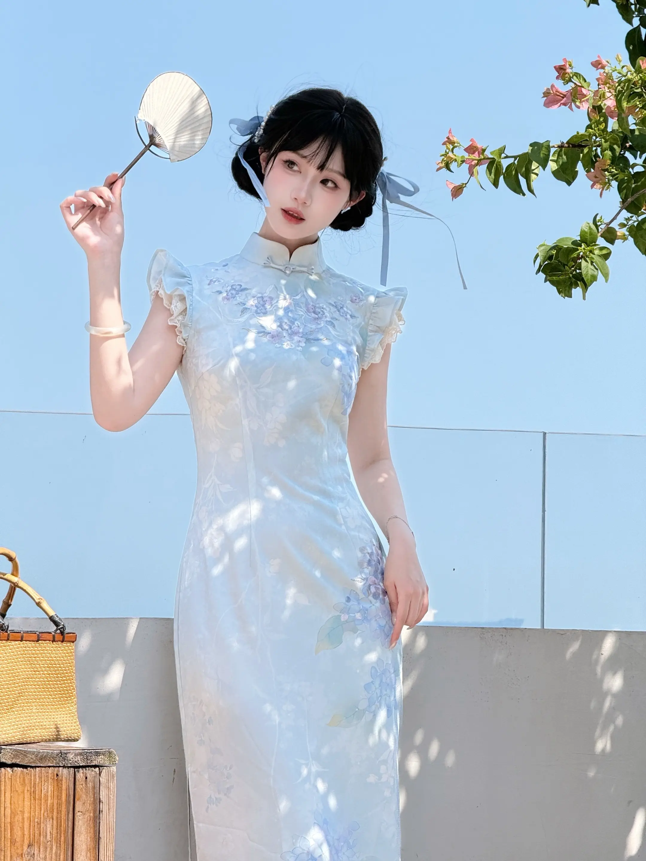 旗袍美学 蓝调旗袍 海边拍照 旗袍才是氛围感天花板