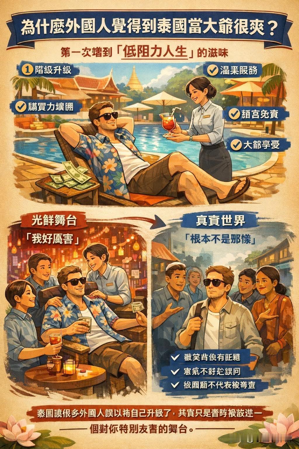 “为什么外国人要到泰国当大爷？”有没有觉得去泰国游玩的欧美人士，很多在