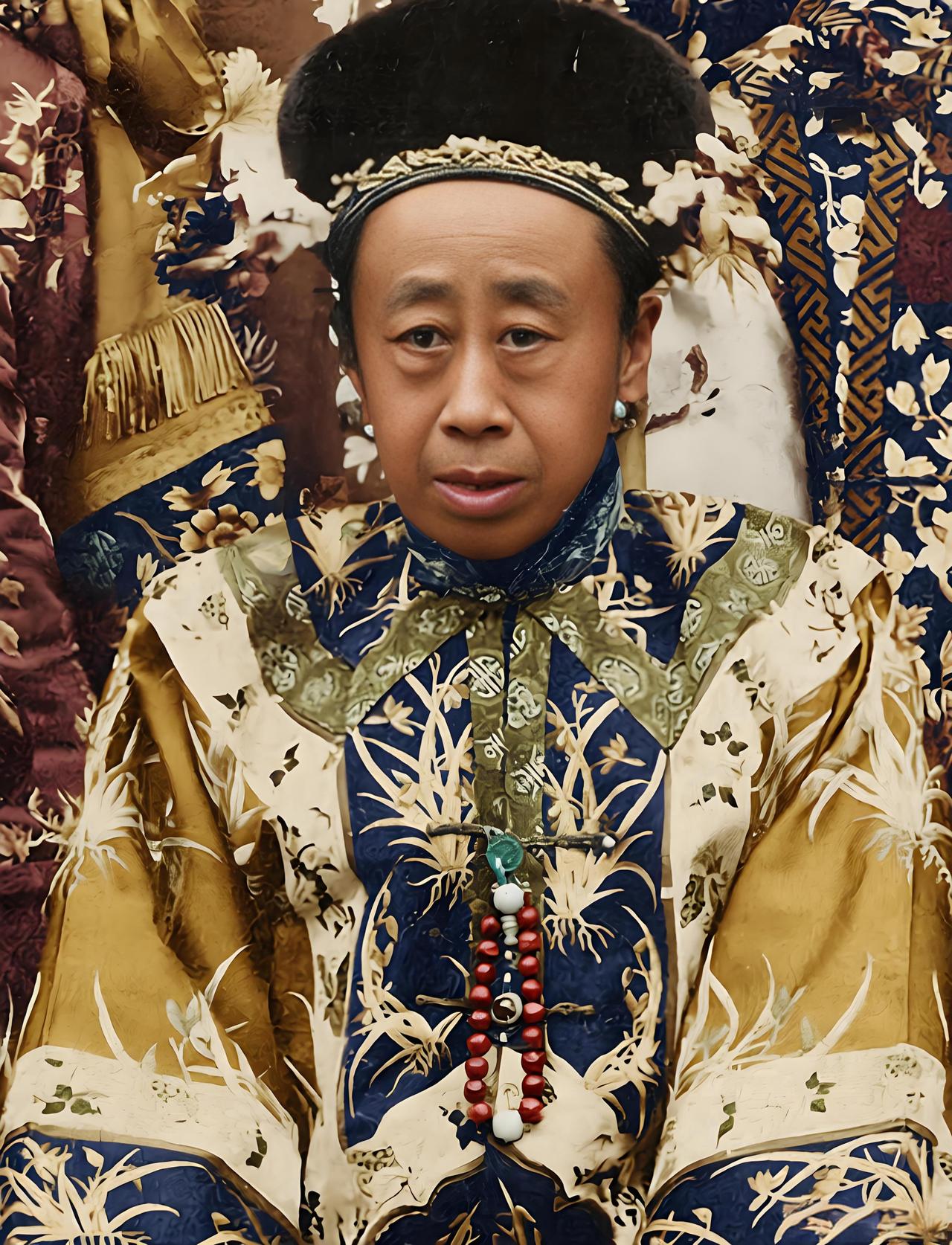 这张照片中是荣寿固伦公主，她是清朝最后一位公主，恭亲王奕䜣的嫡长女，也是慈禧太后