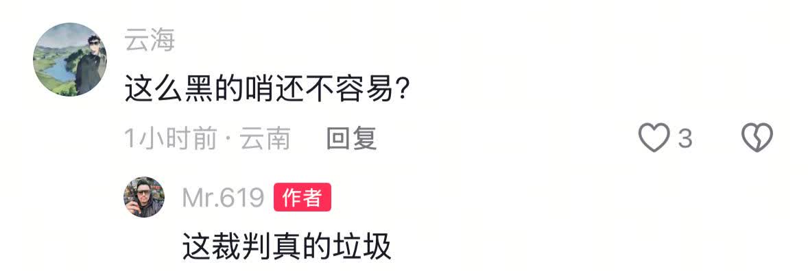 上海申花知名球迷619痛批了与云南玉昆比赛中的裁判。本场比赛，他的判罚存在较多的