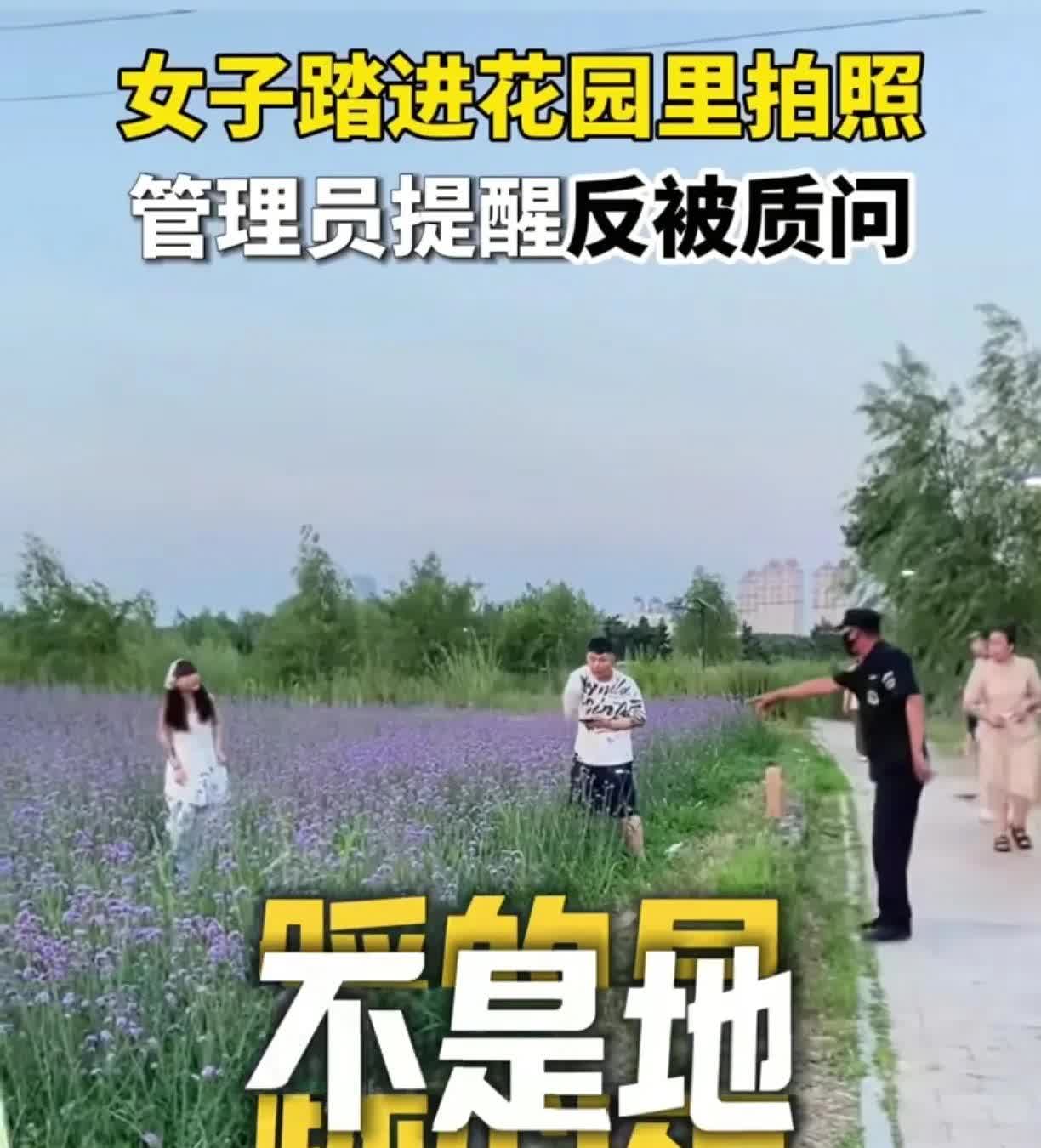 近日，黑龙江哈尔滨一名女子不听劝阻，私自闯进花海里拍照，遭到网友的嘲讽，果然是人