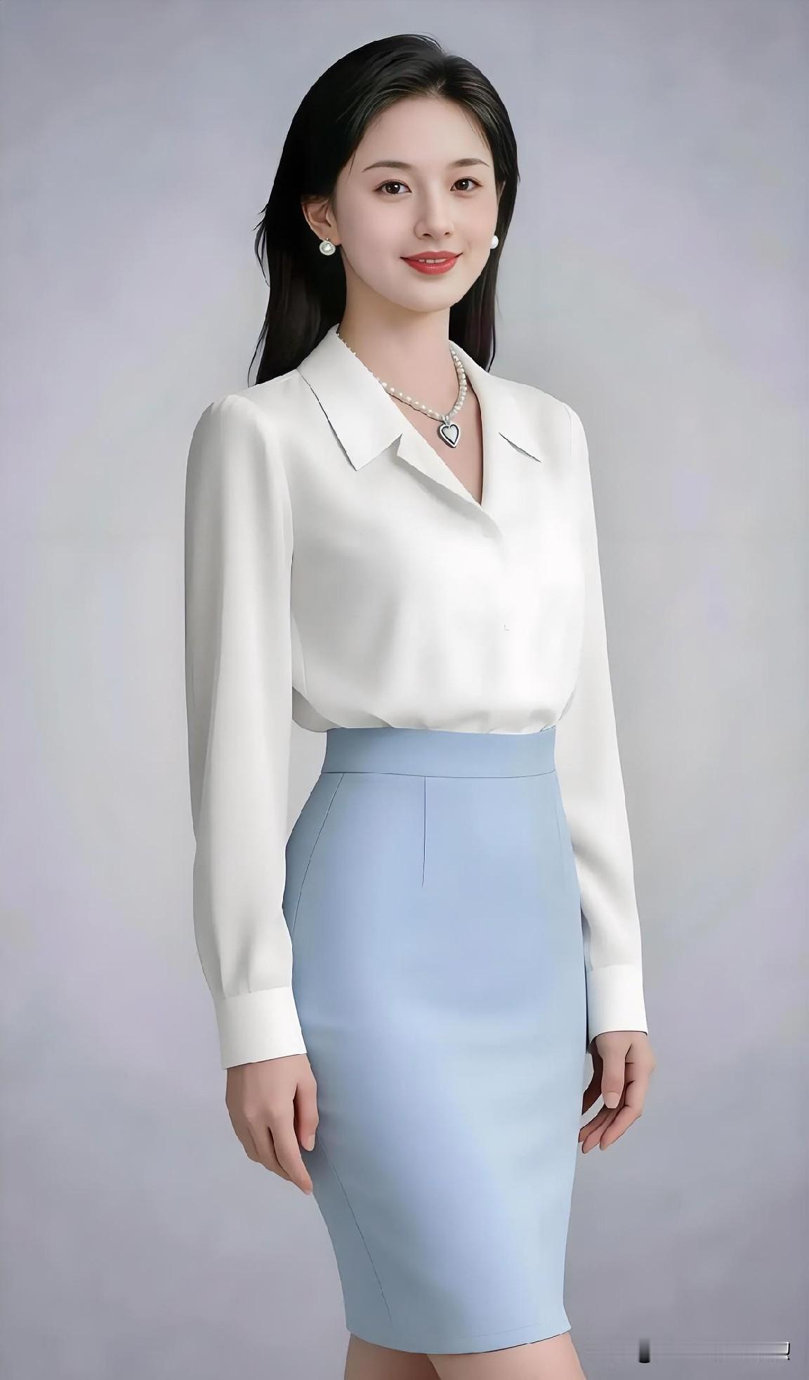 【现代散文诗】素白轻衫，浅蓝温婉。珠链垂心，映着笑意澄澈。背影素净如诗，姿态