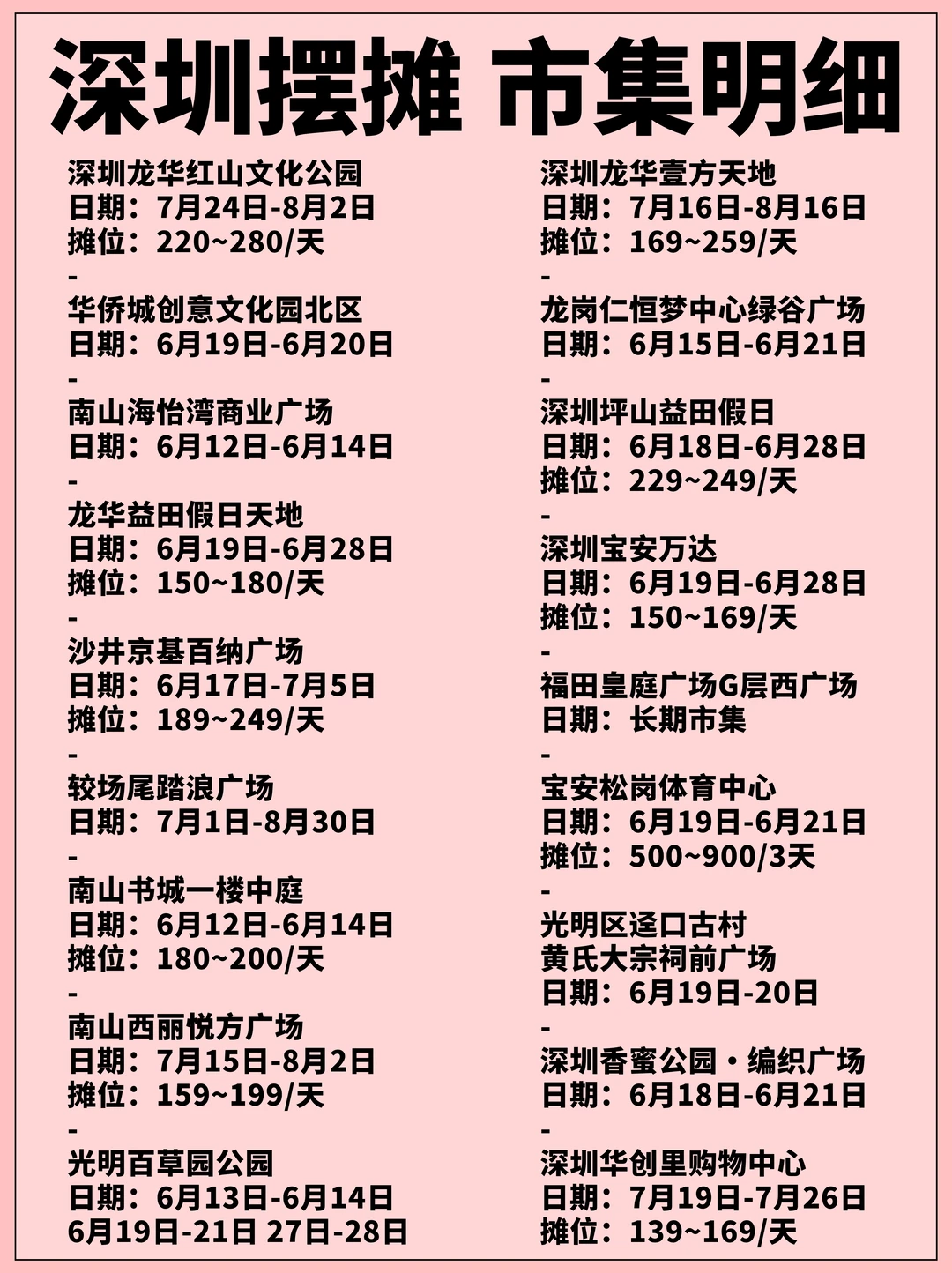 深圳摆摊，市集大集合！要告别找不到摊位啦