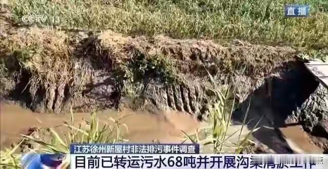 🌊央视曝光徐州贾汪区农谷大道12公里边沟黑臭水体，COD、氨氮超标70倍。村