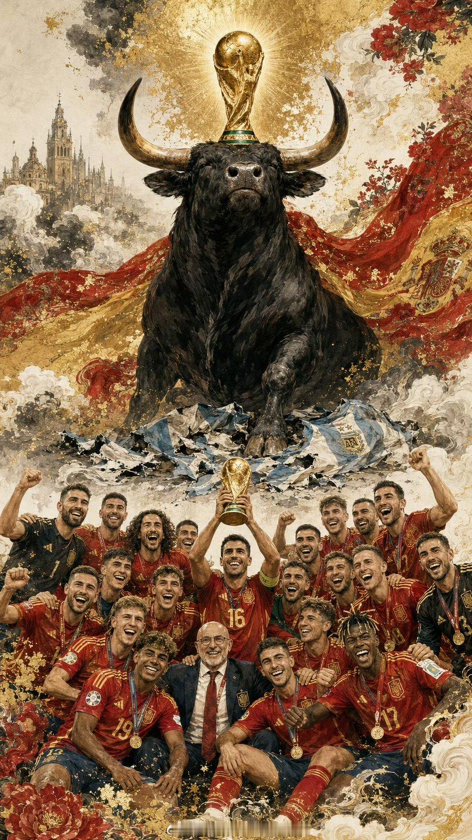 一觉醒来，世界杯🏆已经结束了！凭借费兰在加时赛105分钟的进球，全场压着打的西