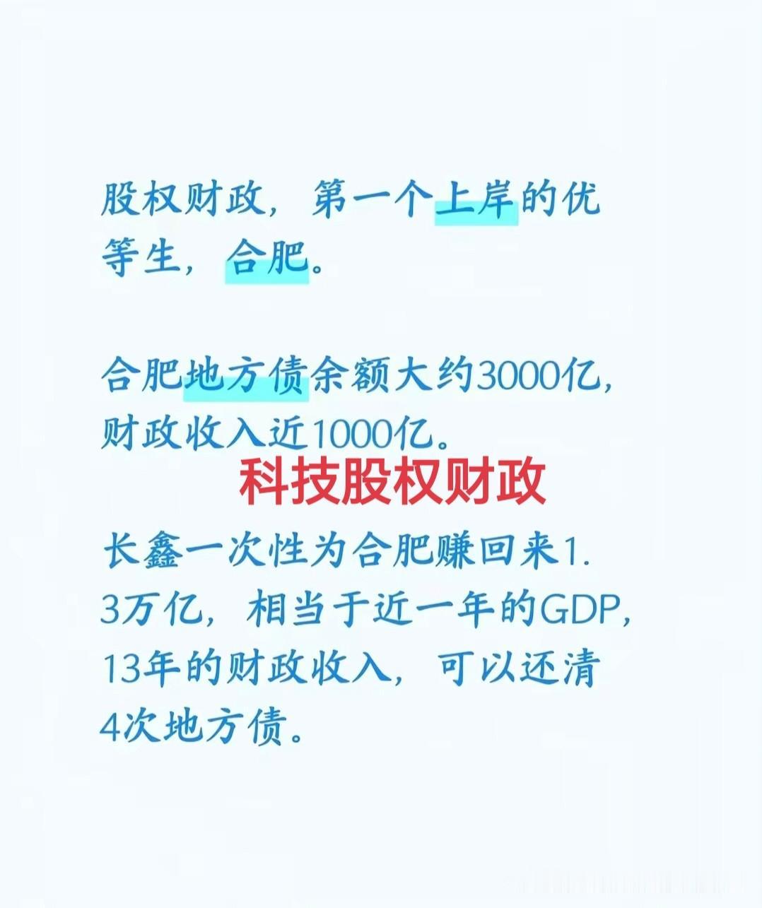 一个科技公司上市，坐上国内市值老大，也成就了一个城市：合肥！土地财政结束了，地